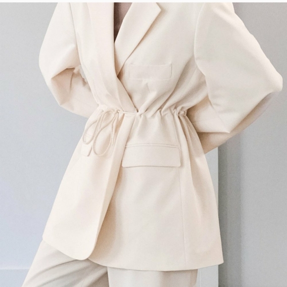 Oak + Fort Oversized Drawstring Waist Black Blazer Jacket - Picture 14 of 14